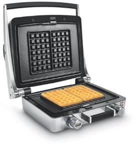 Fritel WaffleTastic® CW 3637 – Waffeleisen/Waffelgerät – 4 x 7 traditionelle belgische Waffeln – 1600 W – Austauschbare Platten – PFAS-frei + 60-Minuten-Timer – Hellgrau