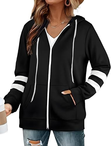 Jhsnjnr Sweatjacke Damen mit Kapuze Langarm Zipper Hoodie Kapuzenjacke Reißverschluss Fleecejacke Sport Sweatshirt Joggingjacken