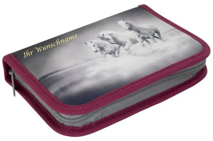 Livepac-Office Schüleretui mit Gravur/Federtasche/Federmappe / 50teilig gefüllt/Pferde