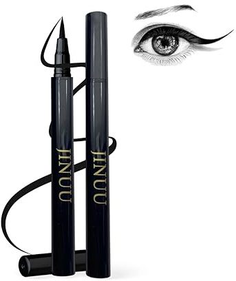 JINUU Waterproof Liquid Eyeliner Pen, Professional Black Eyeliner With Precise Brush Tip, 24-Hour Smudge-Proof Wear, Vegan Formula, 3ml – Epic Ink Liner For Bold Defined Eyes (Black)