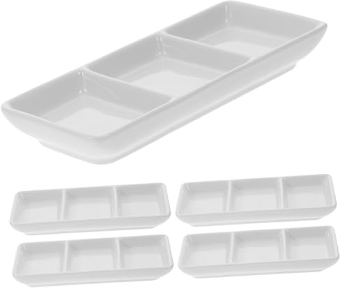 EPIGEIST 5 piezas Plato de Triple para Salsa y Condimentos de Cuenco Pequeño para Mojar Soja Vinagre Mostaza para Hogar y Restaurantes