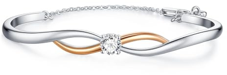 Lyniuoy Plaqué or blanc 18 Carats et or rose Éternité en Mouvement Infini Bracelet Femme, Bijoux Femme, Romantique Cadeau Femme-Idées Uniques pour Anniversaire, Fête des Mères, Saint-Valentin, Noël