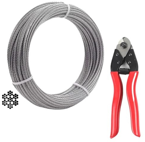 30 Meter/100 Fuß 3,0 MM 1/8'' Durchmesser Rostfreier Edelstahl 316 Klasse 7X7 Drahtseil Kabel Wäscheleine Mit Cutter