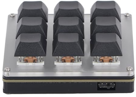 Eujgoov Clavier de Jeu Mécanique à Une Main, Matériau ABS, Clavier Personnalisable à 9 Touches avec Veille Automatique et Large Application pour PC et Contrôle Industriel