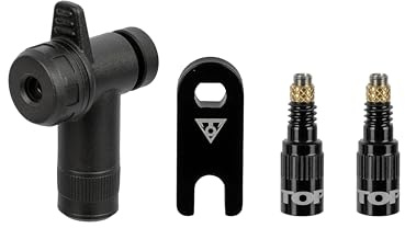 Topeak TurboFlow Ventiladapter RapidHead Set 4-TLG, Aluminium/Composite, Schwarz, inkl. Presta-Ventil Werkzeug, kompakt & robust 2,5x4,8x7,2 cm, 15712027