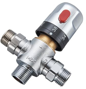 Thermostatic Mixing Valve Brass Standard 1/2 Temperature Control Shower Faucet Valve Thermostat for Bathroom Kitchen Faucet(Type B)