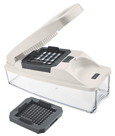 Lurch 10226 Würfel-und Stifteschneider für Obst und Gemüse, Kunststoff, Iron Grey/Weiß, 20 x 15 x 10 cm