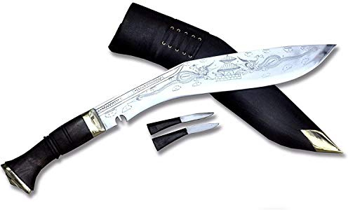 Everest Blade 40cm Blade Dragon graviert Bhojpure Khukuri- Traditionelles Dorf Kukri aus Nepal-kukri Machete-Survival Messer-Messer aus Nepal-Historical Kukri Messer