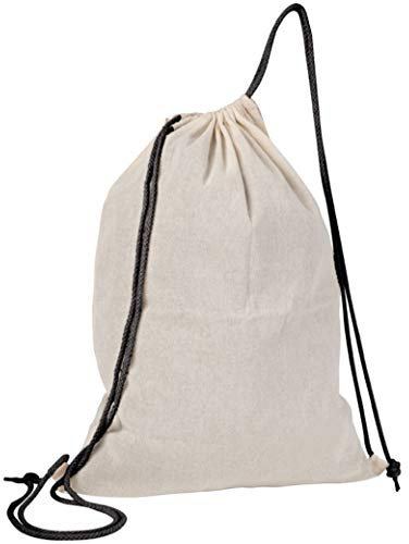 sin4sey 10er Set Baumwollbeutel Natur Turnbeutel Baumwollrucksack Sportbeutel Farbige Kordel (natur-schwarz)
