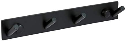 Ambrosya - Handtuchhalter aus Edelstahl in Schwarz - Bad Badezimmer Garderobe Haken Halter Halterung Handtuch Handtuchhaken Kleiderhaken Set (Edelstahl (Schwarz), 4 Haken)