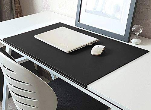 Schreibunterlage leder, gewinkelte schreibtischunterlage, Groß Mauspad Tischunterlage Tischschoner, Büro Wasserdichte Schreibenmatte Rutschfeste Mausunterlage Protektor-100x50cm-Schwarz