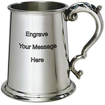 Wentworth Pewter Sheffield England Est 1946 Wentworth Pewter - Plain Fancy Handle Pewter Tankard GRAVURE gratuite, Coffret, NOUVEAU, Papa, Meilleur homme, Anniversaire, amateur de bière CADEAU