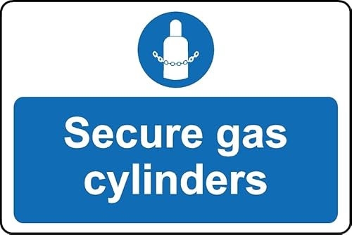 Secure Gas cylinders Safety Sign - 3mm Aluminium Sign (200mm x 150mm)