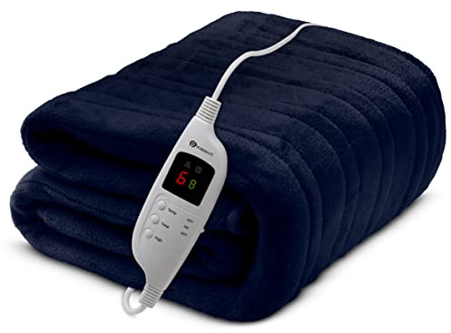 PureMate CozyMate Heated Throw - Luxurious Electric Blanket - Large Heated Blanket with 9 Heat Settings and Timer Function, Machine Washable Fleece with Digital Controller - Size 160 x 130cm