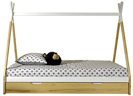 Vipack Tipi-Bett, 90 x 200 cm, Lattenrost und Schublade inklusive – Holz