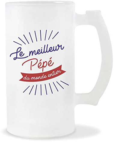 Planetee Chope de bière Pépé Le Meilleur du Monde entier | Verre à Bière Pinte 50 cl Cadeau famille original et drôle
