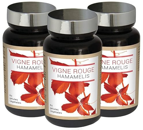 NUTRI EXPERT - Vigne Rouge Hamamélis - Contribue à une Circulation Sanguine Normale - Favorise la Sensation de Jambes Légères - Favorise le Confort Circulatoire - Vegan - 60 gélules - Lot de 3