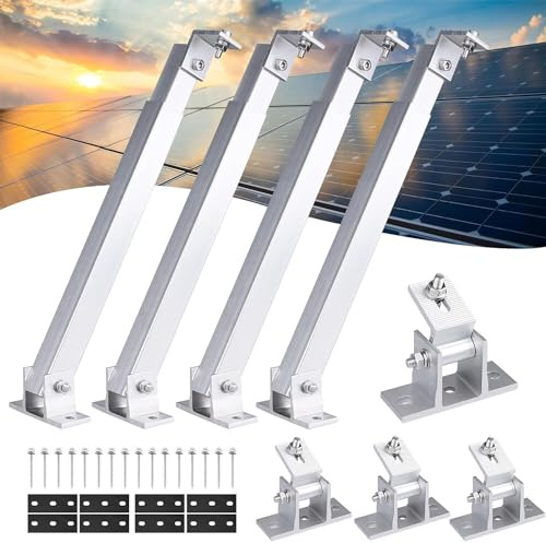 Solarmodul Dachhalterung Montage Balkongeländer, Befestigung Extra lange 1040mm Aufständerung, 0-60° Verstellbar Flachdach Befestigung Flachdach Wandmontage,2 Paar Dachhalter