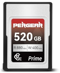 PERGEAR Professional 520GB CFexpress Type A Speicherkarte, bis zu 880 MB/s Lesegeschwindigkeit und 900 MB/s Schreibgeschwindigkeit für 4K 120P, 8K 30P Aufzeichnung