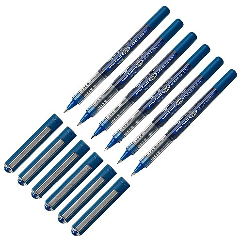 Uni-Ball - Tintenroller EYE Ocean Care Blau 6er Set | 0,4 mm Spitze, dokumentenechte Tinte