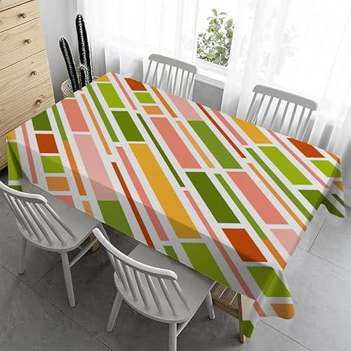 Geometrisch Klein Tischdecke 80x80 cm - Tischdecke Outdoor Abwaschbar Gartentischdecke Eckig Tischdecken Wasserabweisend Fleckschutz für Geburtstag Bierzeltgarnitur - Farb Quadrat