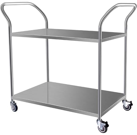 USFJATI Rollwagen Küchenregal,Edelstahl Servierwagen Transportwagen,schwenkbarer 360 °,mit Abschließbaren Rädern,für Garage, Werkstatt, Lager Und Reparaturwerkstatt (Size : 70 * 50 * 90cm)