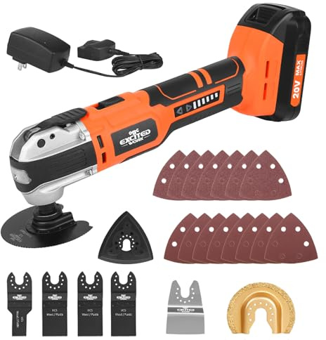 20V Cordless Oscillating Tool Kits, LAZYLAND Brushless Oscillating Multitool with 6-variable speed, Battery and accessories for Cutting, Grinding, Scraping, Sanding
