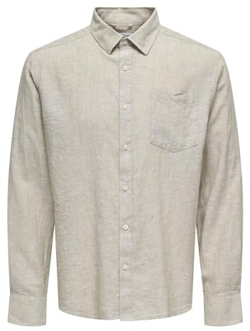 Only & Sons Herren Onscaiden Life Reg Ls 1 Pkt Shirt Noos Hemd, Chinchilla, L EU