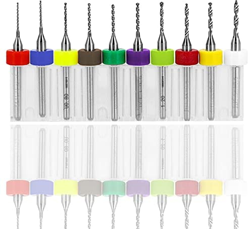 Yuentoen 10 Stück Micro Bohrer Set,Spiralbohrer PCB Druckplatine Gravierbohrer Bits Set für rauen Stein, Schmuck,CNC, weiche Metalle, Druckschaltung, Gravu (0.6-1.5)
