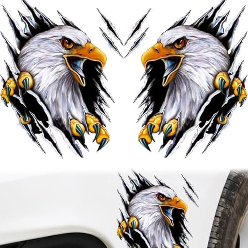 Adesivi per Auto Aquila 3D, 2 Pezzi Animale Aquila Auto-Styling 3D Adesivi per Auto, Adesivi per auto 3D Decalcomanie Adesivi animali per carrozzeria Scratch Occlude Adesivi Decorazione per auto