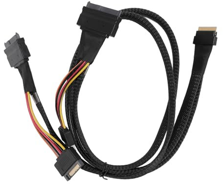 Bewinner Câble SSD NVME PCIe, SFF-8654 8I vers 2 X SFF-8639 Adaptateur de Câble NVME U.2 24 Gbit/s 80 Cm pour Carte Mère, SAS, avec Slim pour SAS, Slim, pour Ces Connexions
