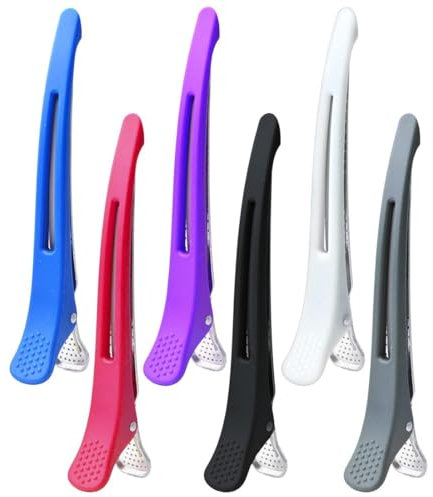 6 Stück Haarclips,Haarklammern Friseur,Abteilklammern Friseur mit Silikonband,Haarclips zum Stylen und Schneiden,Professionelle Salon Haarnadeln