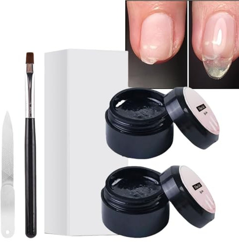 2PCS Nail Repair Protection Gel,Nail Glue Instant Cracked Nail Repair Gel,Nail Treatment Repair G/el,Na/il Repair Kit for Broken Natural Nails,Na/il Re/pair Glue for Broken Nails(5ml With Brush)