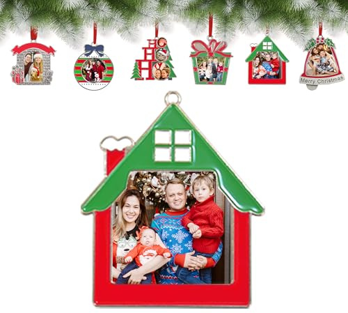Ornamenti natalizi con foto in lega di zinco, Palline di Natale personalizzate a forma di Albero di casa per bambini, mamma, papà, amici, amori,Albero di Natale