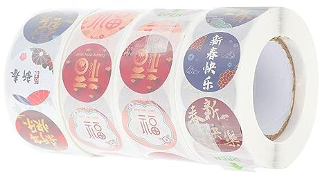 NUOBESTY 4rollen Neujahrsaufkleber Praktische Selbstklebende Wrapping Labels Mit Klassischem Glücksmotiv Vielseitige Dekoration Für Geschenkverpackungen Und Jahreszeit-feierlichkeiten