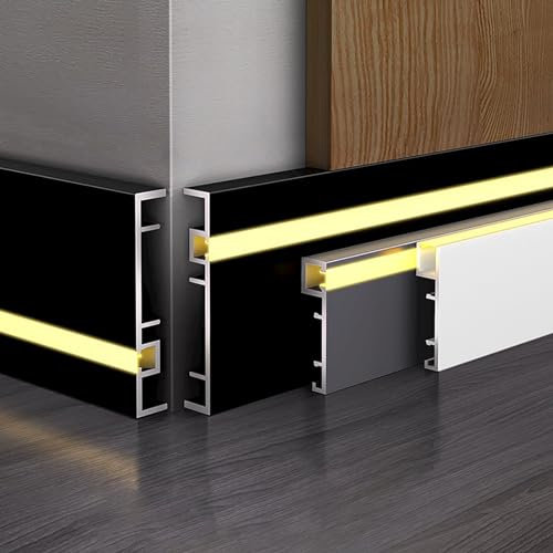 Raouoae Zócalos 125 Cm* 4 Piezas Juego De Molduras Decorativas para Pared Y Suelo Zócalos Autoadhesivos para Habitaciones Pasillos Y Cocinas(Black,A)