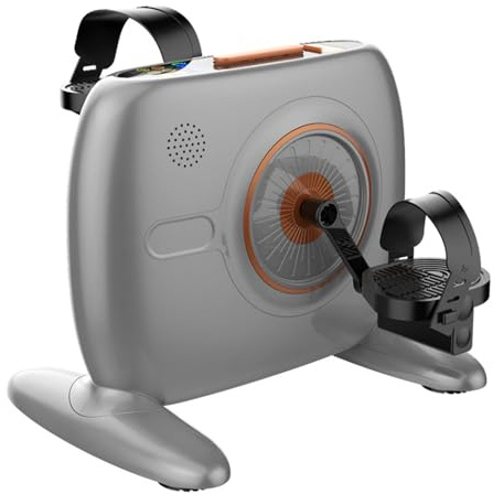 Pedal-Heimtrainer Intelligentes Heim-Rehabilitationsgerät, Fahrradpedaltrainer unter dem Schreibtisch, Mini-Heimtrainer for Hausierer for Arm-Bein-Physiotherapie und Senioren-Reha Beintrainer(Grigio)