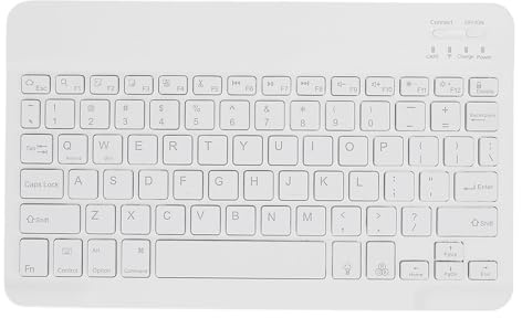 Denash Tastiera Ultra Sottile, Retroilluminata RGB, Tastiera Ergonomica Wireless Ricaricabile per Tablet (WHITE)