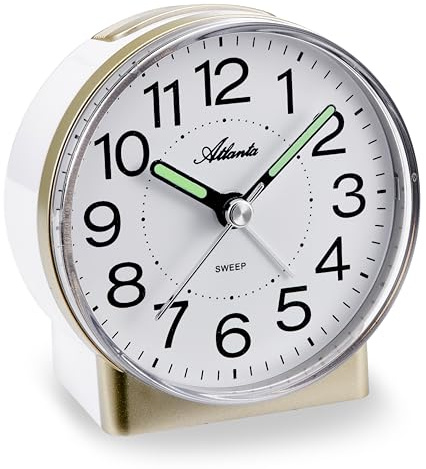 Atlanta Quarzwecker ohne Ticken Schleichende Sekunde Analog Licht - 2118/9 Gold