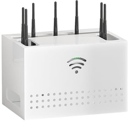 Caja Ocultar Router WiFi Material Acrílico Textura Espejo Fácil de Desmontar y Montar Router Rack Caja WiFi Caja Almacenamiento Enrutador para Decoración(White)