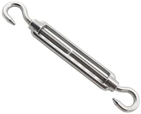 OZLCUA Turnbuckle 2pcs M4 M5 M6 M8 M10 M12 M14 A4 316 Stainless Steel Hook And Hook Turnbuckle Wire Rope Tension Tightener Wire Tensioner(M14)