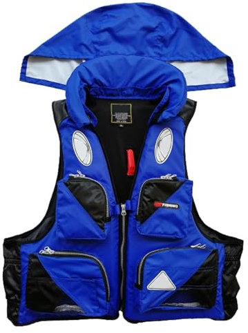 WEISHIDAI Giubbotto salvagente per Adulti, Giubbotti da Nuoto ad Alta galleggiabilità con Tasche Multiple e Cerniere per Canottaggio, Nuoto, Sport Acquatici(Blue,XL)