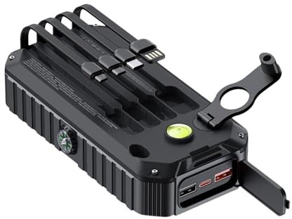 Banque D'énergie Solaire, Chargeur À Cellules De Manivelle À Main, Banque Solaire Émergente, Capacité 20000mAh, Câbles De Charge Intégrés, 17,32 Cm / 6,82 Pouces, pour La Maison, Survie