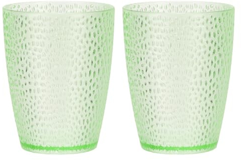 sourcing map Clear Plastic Reusable Drinking Glasses, 9.8oz Hobnail Drinking Glasses Set Plastic Water Cup Unbreakable Stackable for Beer Cocktail Water Juice Whiskey(Green, 2Pcs)
