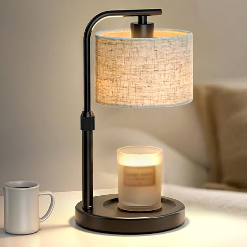 Candle Warmer Lamp with Timer Dimmer, Height Adjustable Black Electric Candle Warmer Wax Heater with 2 Bulbs, Birthday Gifts for Women Her, Mom, House Warming Gifts New Home