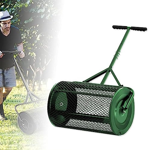 Esparcidor de abono de metal resistente para césped y musgo, resistente a la corrosión, sembradora de césped y jardín, 32 x 60 cm para una siembra y siembra eficientes