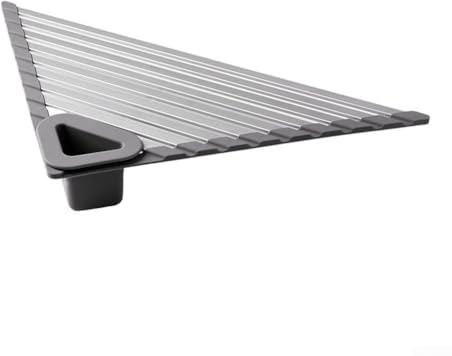 Triangle Dish Drying Rack, Collapsible Roll Up Kitchen Drainer, Space Saving Multifunctional Aluminium Construction 45x32cm Silver for Over Sink