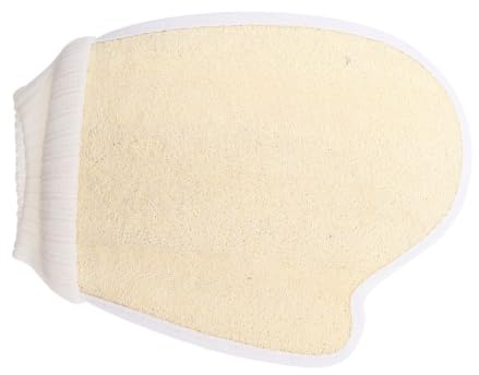 Guantes Beige de Lufa Exfoliantes Natural de Baño para Ducha | Doble Cara, Limpieza Profunda de Poros, Espuma Abundante, Tacto Cómodo, Acabado en Beige