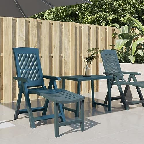 QUAHEAS Sonnenliege Grün Kunststoff, klappbar, 5-Fach verstellbar, witterungsbeständig, 60x155x80 cm, für Garten, Terrasse, Outdoor-Bereich, bis 100 kg