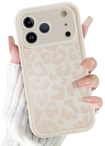 Vxinvnoi For iPhone 17 Pro Max Case, Aesthetic Leopard Pattern TPU Silicone Case Women Thin Ultra Soft Shockproof Shockproof Protective Cover Case for iPhone 17 Pro Max 6.9 inch - Beige